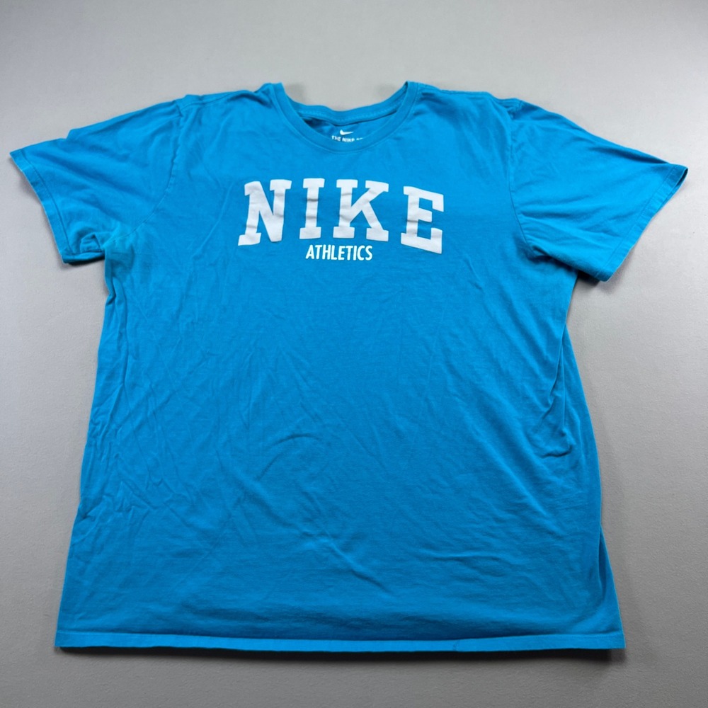 Nike Athletic Cut T Shirt Mens Extra Large Blue Graphic Short Sleeve Crew Neck